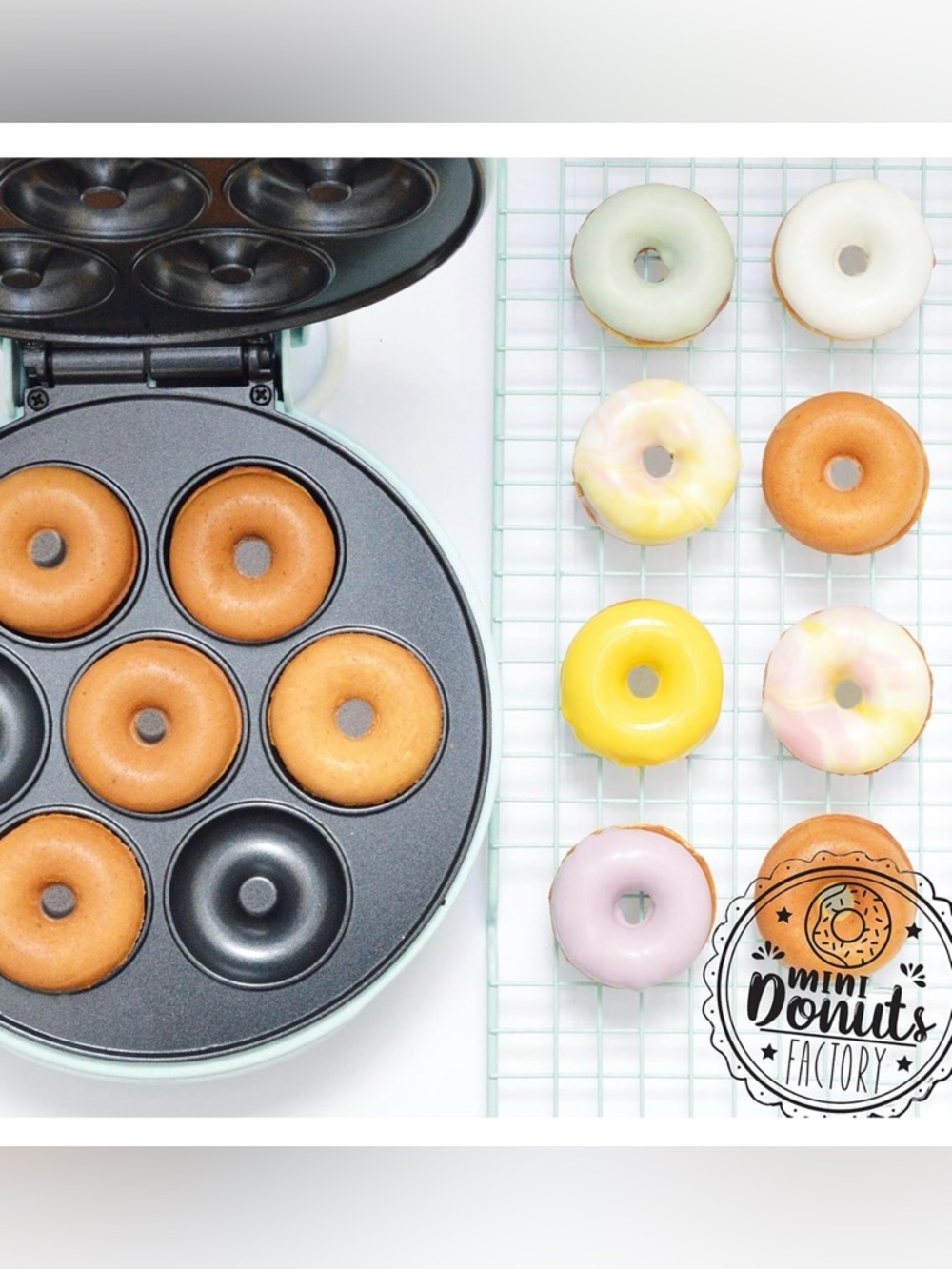 Bella Treats Series Mini Donut Maker Makes 7 Bite Size Donuts - Mint Green